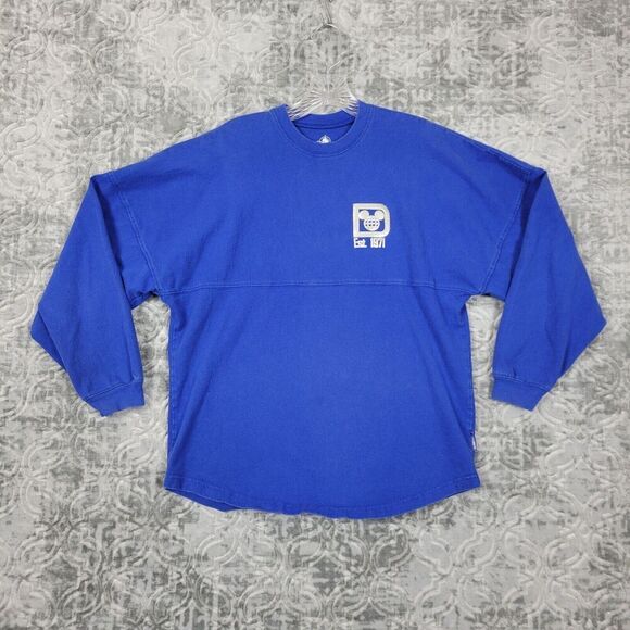 Walt Disney World Spirit Jersey Shirt Women's Small Blue Silver Logo Oversized - Picture 1 of 8